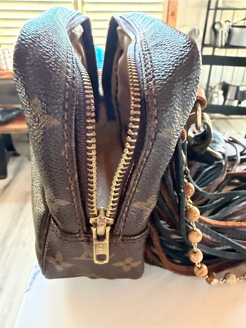 LV Vintage Boho Monogram Crossbody with Multi-Color Fringe and Beaded Detail. - Picture 4 of 7